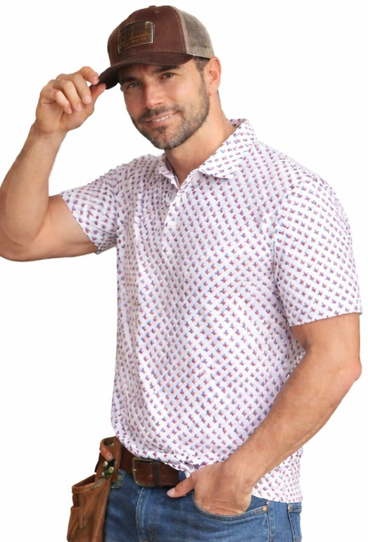 Texas Flag in the Shape of Texas Performance Polo