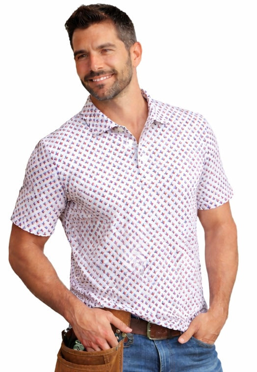 Texas Flag in the Shape of Texas Performance Polo