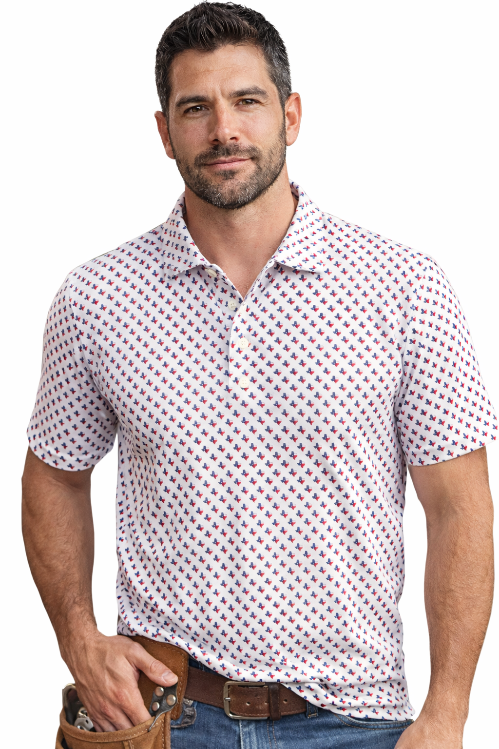 Texas Flag in the Shape of Texas Performance Polo