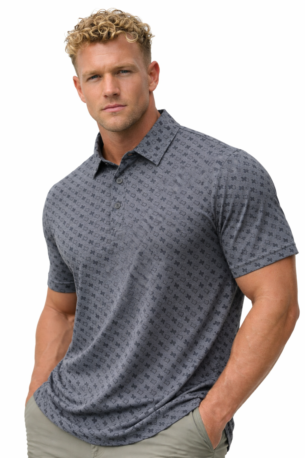 Texas State Performance Polo Charcoal with Black Texas States