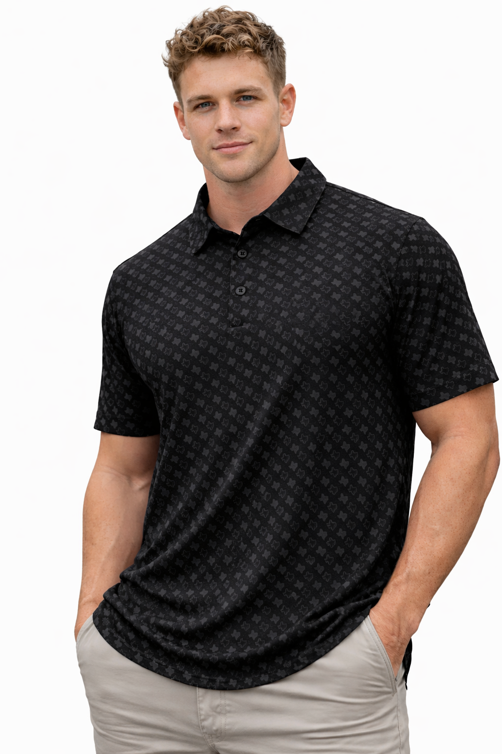 Texas State Performance Polo Black with Charcoal Texas States