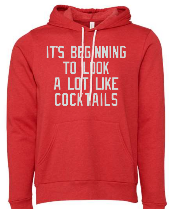 It's Beggining To Look Alot Like Cocktails Soft Red Heather Hoodie