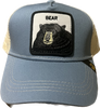 Bear Retro Trucker 2-Tone Pull Patch Hat By Snapback - Blue and Natural