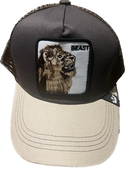 BEAST LION  Retro Trucker 2-Tone Pull - BROWN /TAN BILL/ BROWN MESH