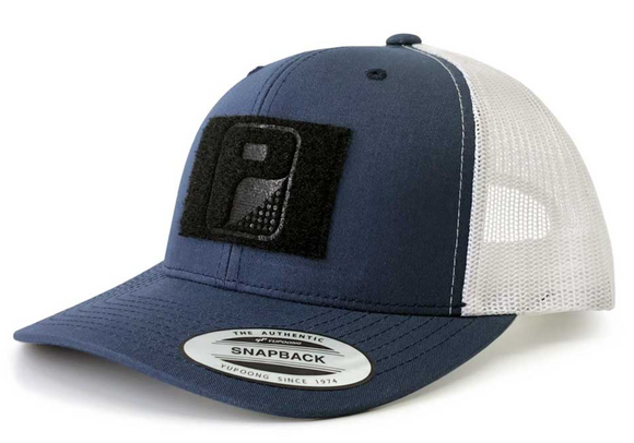 Retro Trucker 2-Tone Pull Patch Hat By Snapback - Navy Blue and White
