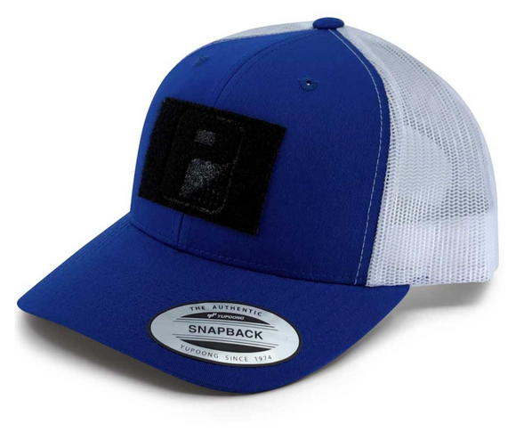 Retro Trucker 2-Tone Pull Patch Hat By Snapback - Royal Blue and White