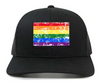 Rainbow Flag Patch on Retro Trucker Patch Hat By Snapback - Black