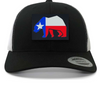 Texas Bear Retro Trucker Patch Hat By Snapback - Black White