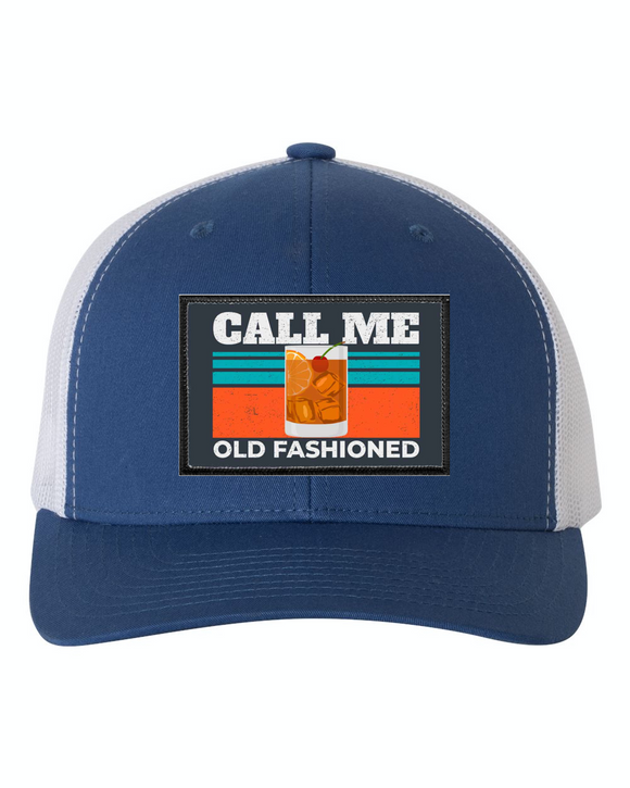 Call Me Old Fashioned Interchangeable Patch on Retro Trucker Patch Hat By Snapback - Royal/White