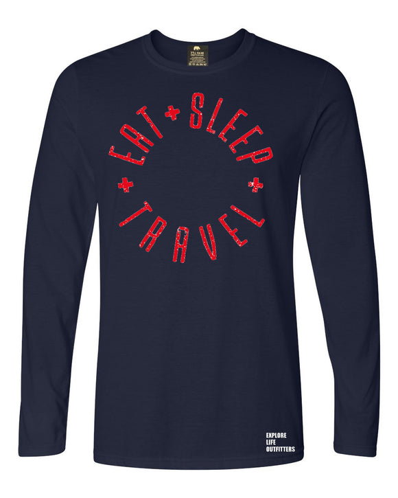 Eat Sleep Travel Long Sleeve T-Shirt by Explore Life Outfitters