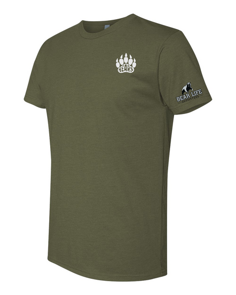Bears in Paw Left Chest on Military Heather T-shirt Winter Collection
